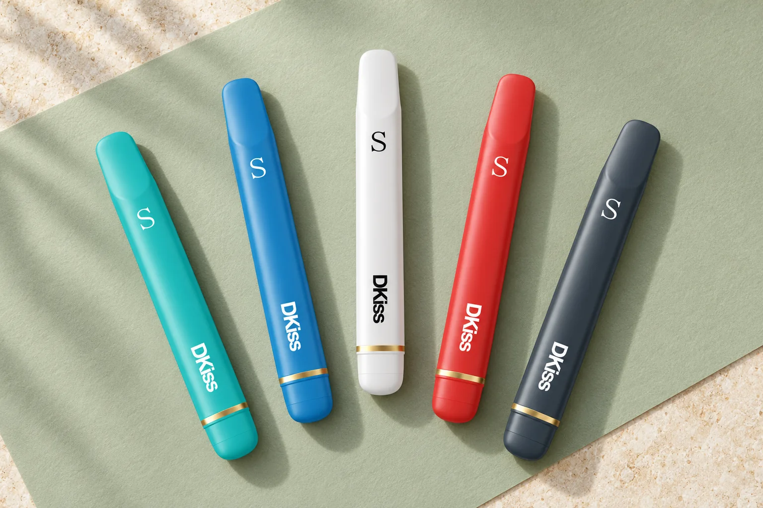 A selection of complete DKISS SHAKE sticks arranged together
